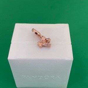 Pandora Heart Winged Angel Dangle Charm Rose Gold-Plated